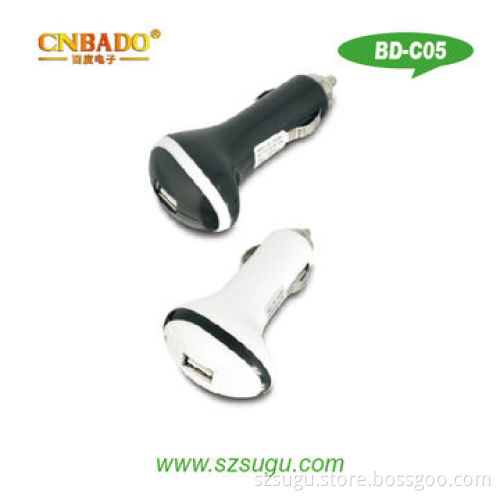 White and black circle USB car charger